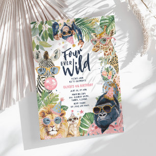 Invitación Cumpleaños número 4 de Four Ever Wild Jungle Safar