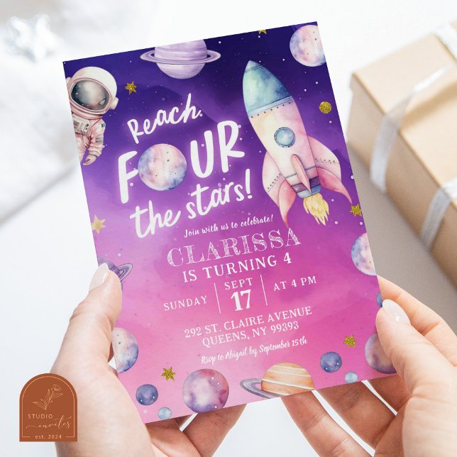 Invitación Cumpleaños número 4 de la chica espacial del plane (Subido por el creador)