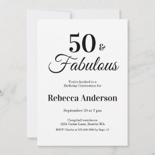 Invitación Cumpleaños número 50: Cincuenta y Fabuloso