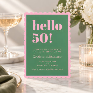 Invitación Cumpleaños número 50 con forma de concha rosa y ve