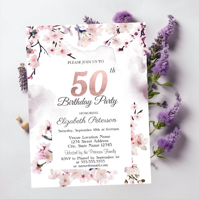 Invitación Cumpleaños número 50 de Cherry Blossom (Subido por el creador)