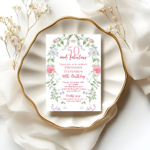 Invitación Cumpleaños número 50 de Rosa 50 & Fabuloso: Fiesta