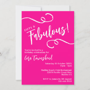 Invitación Cumpleaños número 50 de Rosa y Fabuloso con Letra