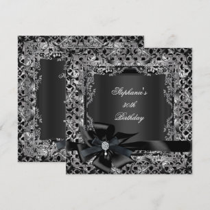 Invitación Cumpleaños número 50 Fiesta Lazo de plata y negro