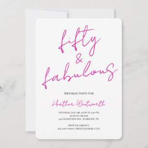 Invitación Cumpleaños número 50: Fifty and Fabulous Escritura