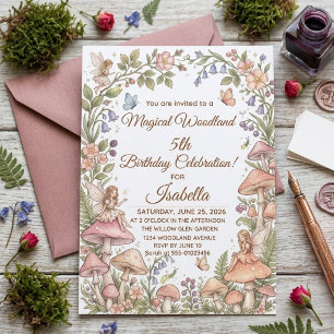 Invitación Cumpleaños número 5 de Hada del Bosque Caprichosa