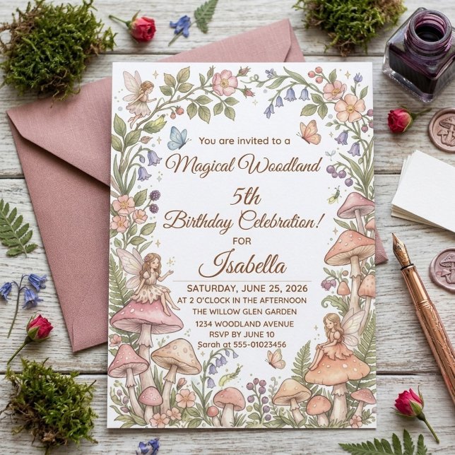 Invitación Cumpleaños número 5 de Hada del Bosque Caprichosa  (Subido por el creador)