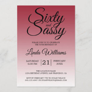 Invitación Cumpleaños número 60 Sixty and Sassy Escarlata Roj
