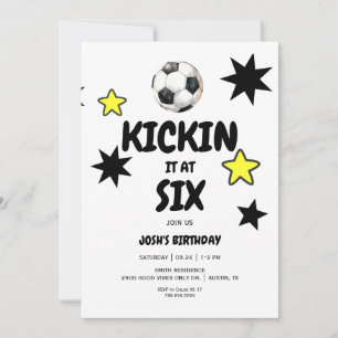 Invitación Cumpleaños número 6 de Kickin it at Six Soccer