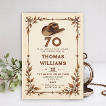 Cumpleaños número 70 al estilo vaquero rústico vin