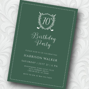 Invitación Cumpleaños número 70 Fiesta de Golf Crest Letra El