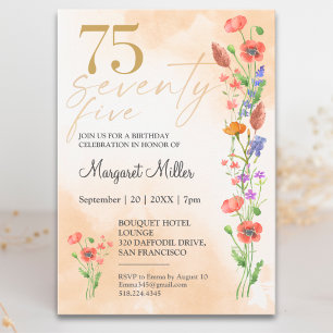 Invitación Cumpleaños número 75 de Soft Wildflower - 75 Años