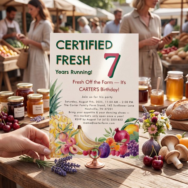 Invitación Cumpleaños número 7 de granja certificado fresco (Subido por el creador)