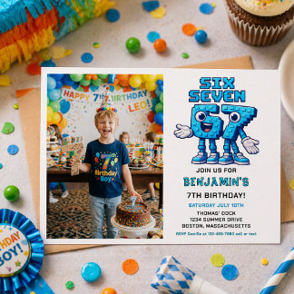 Invitación Cumpleaños número 7 del meme Seis Siete | Divertid