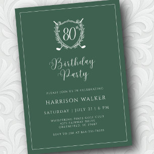Invitación Cumpleaños número 80 Fiesta de Golf Cresta Escritu