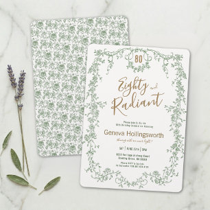 Invitación Cumpleaños número 80 Vintage French Sage Garden Ra