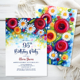 Invitación Cumpleaños número 95 Fiesta Floral Colorida