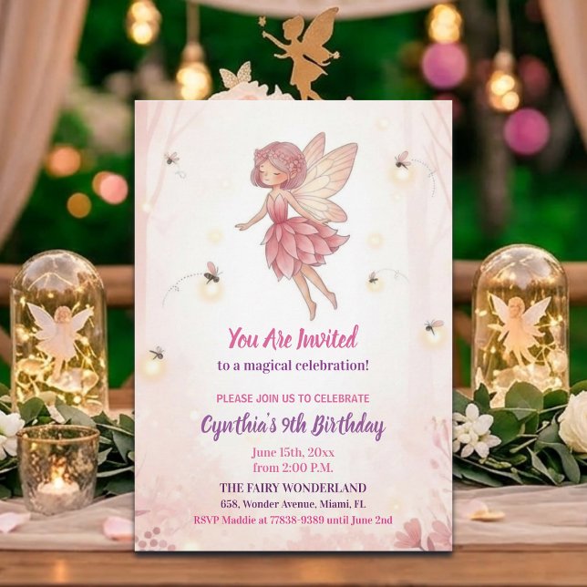 Invitación Cumpleaños número 9 de las luciérnagas de las hada (Subido por el creador)