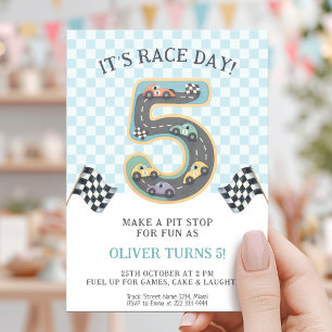 Invitación Cumpleaños número cinco de día de carrera