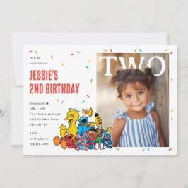 Invitación Cumpleaños número dos de la Calle Sésamo con confe