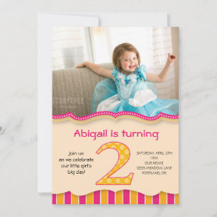 Invitación Cumpleaños número dos de niñas lindas de rosa/nara