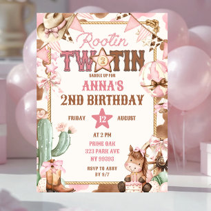Invitación Cumpleaños número dos Rootin Tootin Pink
