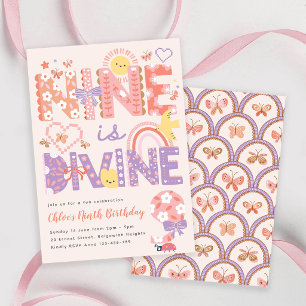 Invitación Cumpleaños número nueve niña, nueve es divino cump