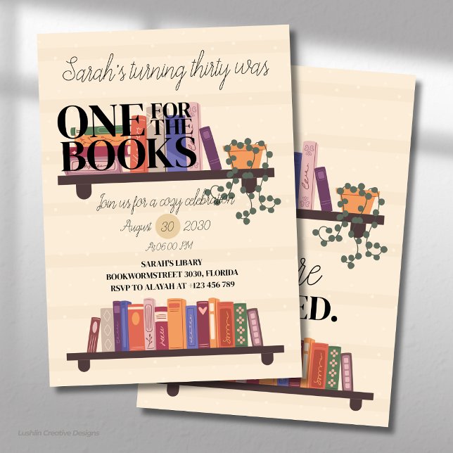 Invitación Cumpleaños número treinta de amante de los libros: (Subido por el creador)