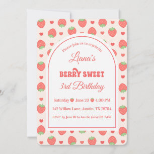 Invitación Cumpleaños número tres de la dulce niña de la fres