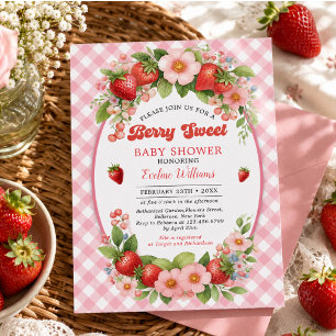 Invitación Cumpleaños número uno Berry Sweet Strawberry