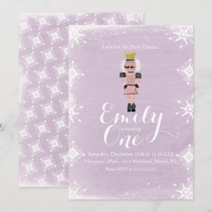 Invitación Cumpleaños Número Uno Cascanueces Copos de Nieve A