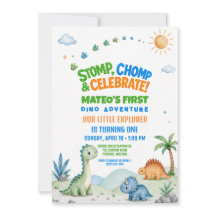 Cumpleaños número uno con estampado de dinosaurio 