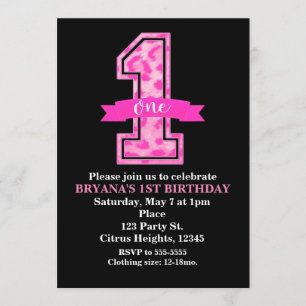 Invitación Cumpleaños número uno con estampado de leopardo ro