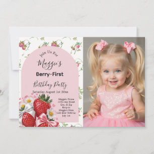 Invitación Cumpleaños número uno de Berry, fiesta de niña de 