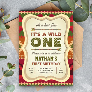 Invitación Cumpleaños número uno de Boho Aztec Tribal Arrow W