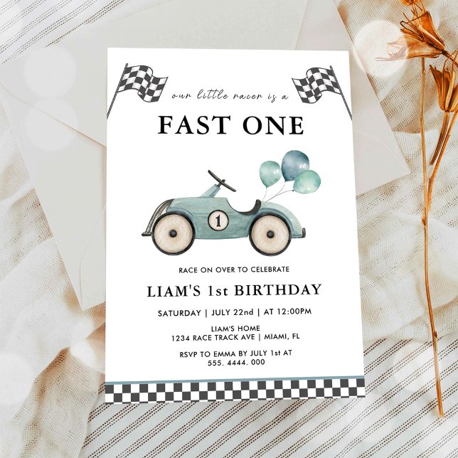 Invitación Cumpleaños número uno de chicos de autos de carrer (Subido por el creador)