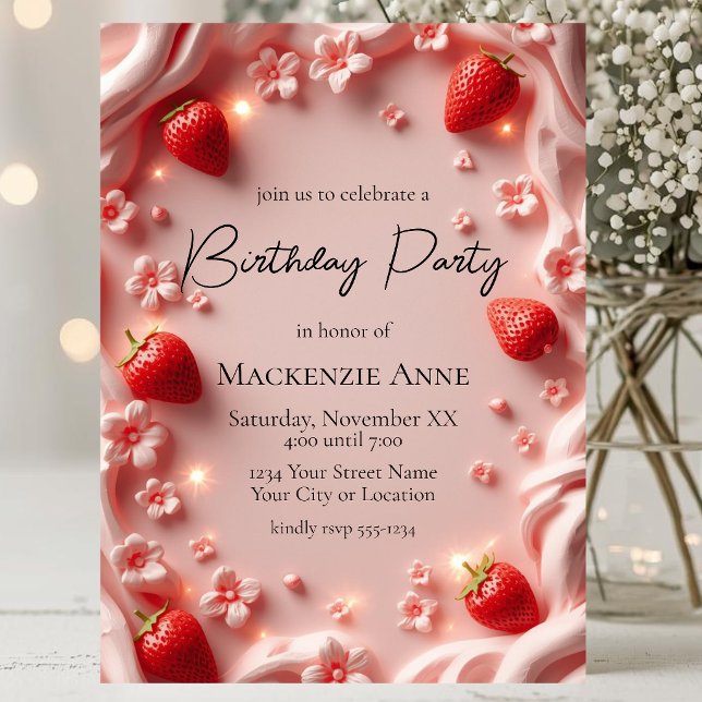 Invitación Cumpleaños número uno de Fresa Berry (Subido por el creador)