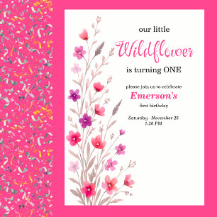 Invitación Cumpleaños número uno de la elegante flor silvestr