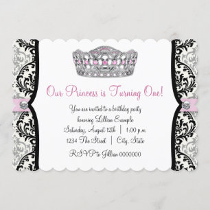 Invitación Cumpleaños número uno de la Princesa Rosa Elegante