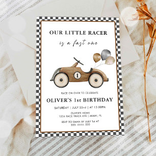 Invitación Cumpleaños número uno de niños de coche de carrera