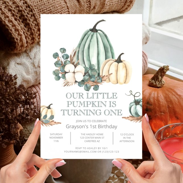 Invitación Cumpleaños número uno de otoño granja calabaza (Subido por el creador)