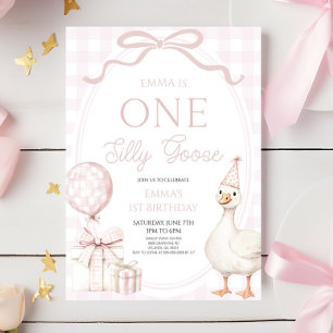 Invitación Cumpleaños número UNO de Pato Tonto Rosa