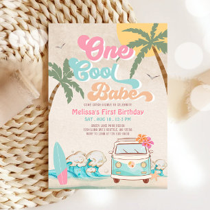 Invitación Cumpleaños número uno de Pink Mint One Cool Babe S