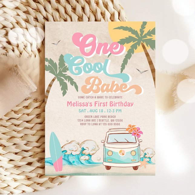 Invitación Cumpleaños número uno de Pink Mint One Cool Babe S (Subido por el creador)