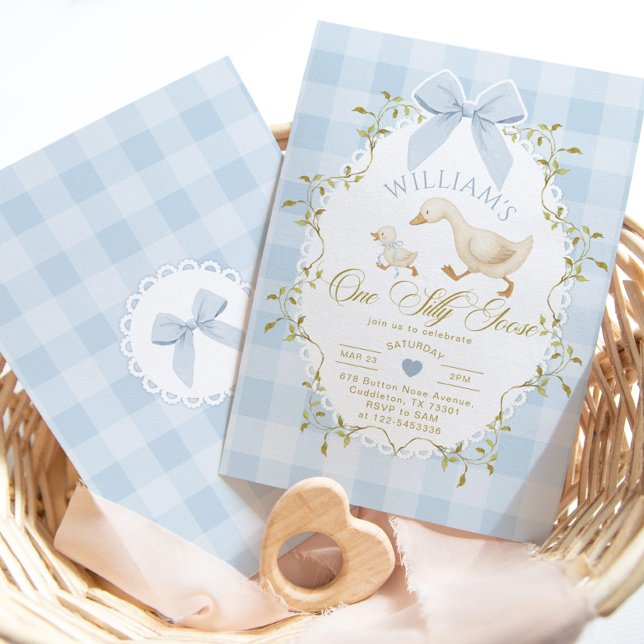 Invitación Cumpleaños número uno de Silly Goose Niño de Cuadr (Subido por el creador)