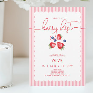 Invitación Cumpleaños número uno de una linda niña de rojo y 