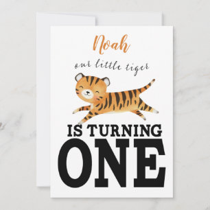 Invitación Cumpleaños número uno de Wild One Jungle Tiger