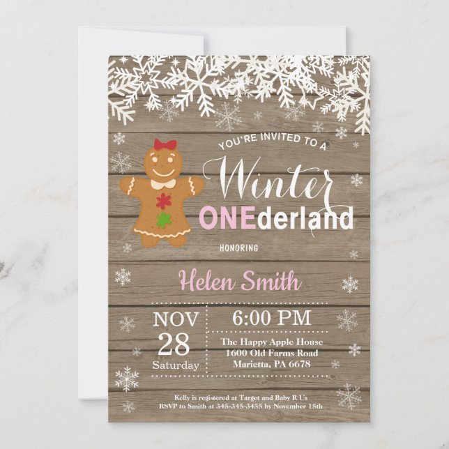 Invitación Cumpleaños número uno de Winter Onederland Rustic  (Anverso)
