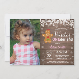 Invitación Cumpleaños número uno de Winter Onederland Rustic 