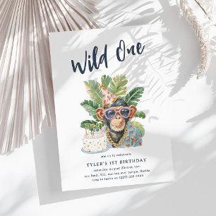 Invitación Cumpleaños número uno del niño salvaje safari
